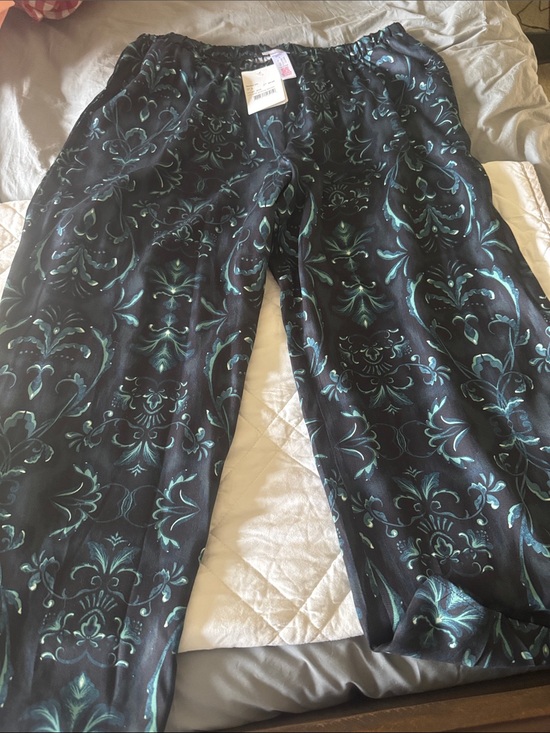Hanro Pants - Hanro Black Pants with Teal Damask Print